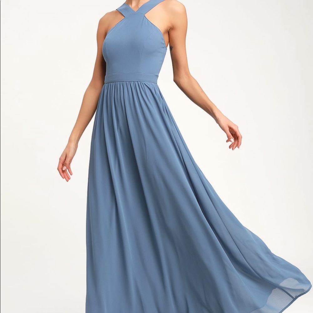 Air of Romance Slate Blue Maxi Dress